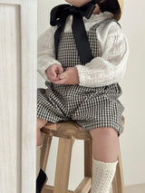 Mini check suspender pants