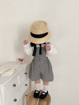 Mini check suspender pants