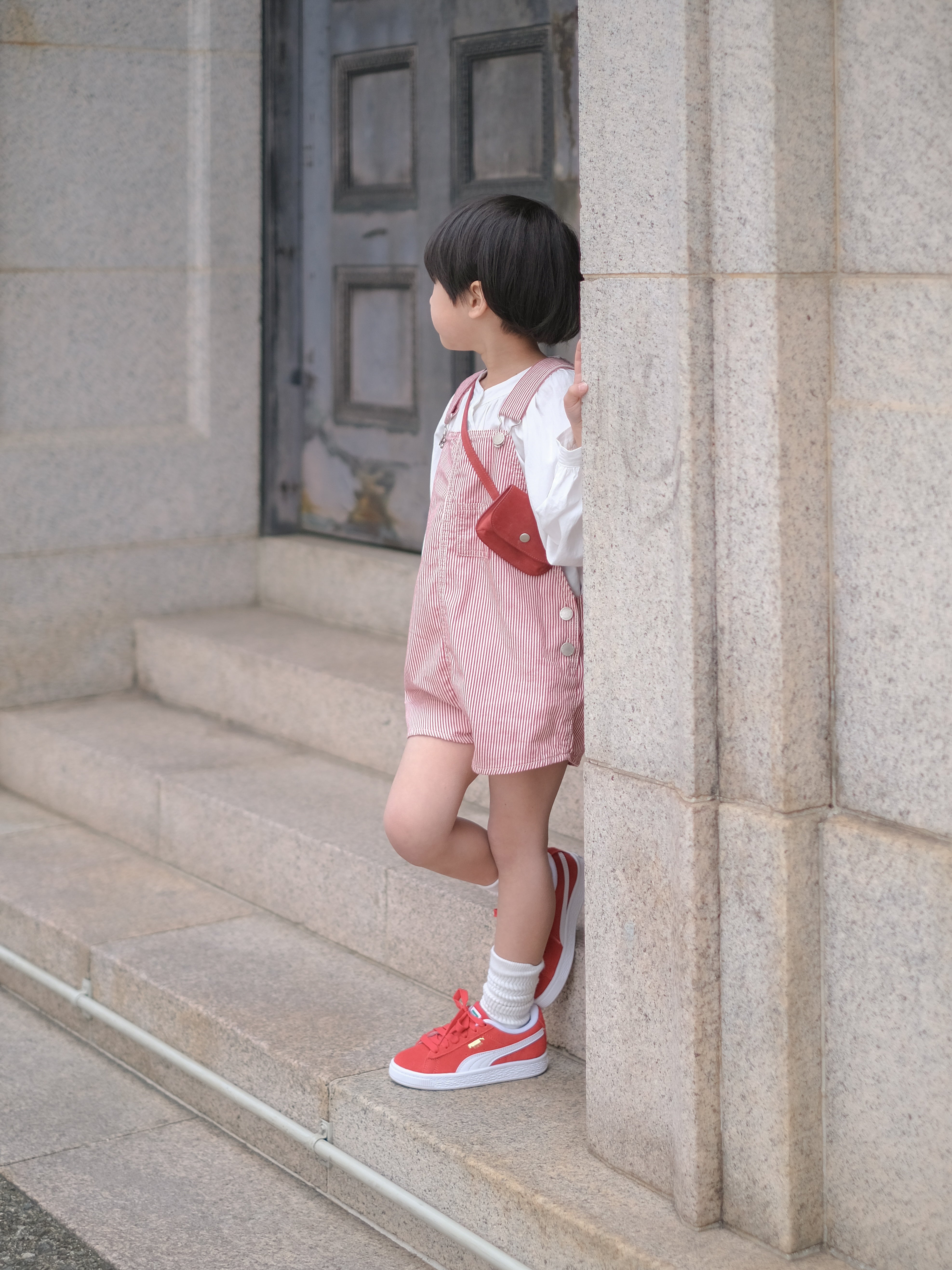 Cotton berry short overalls
