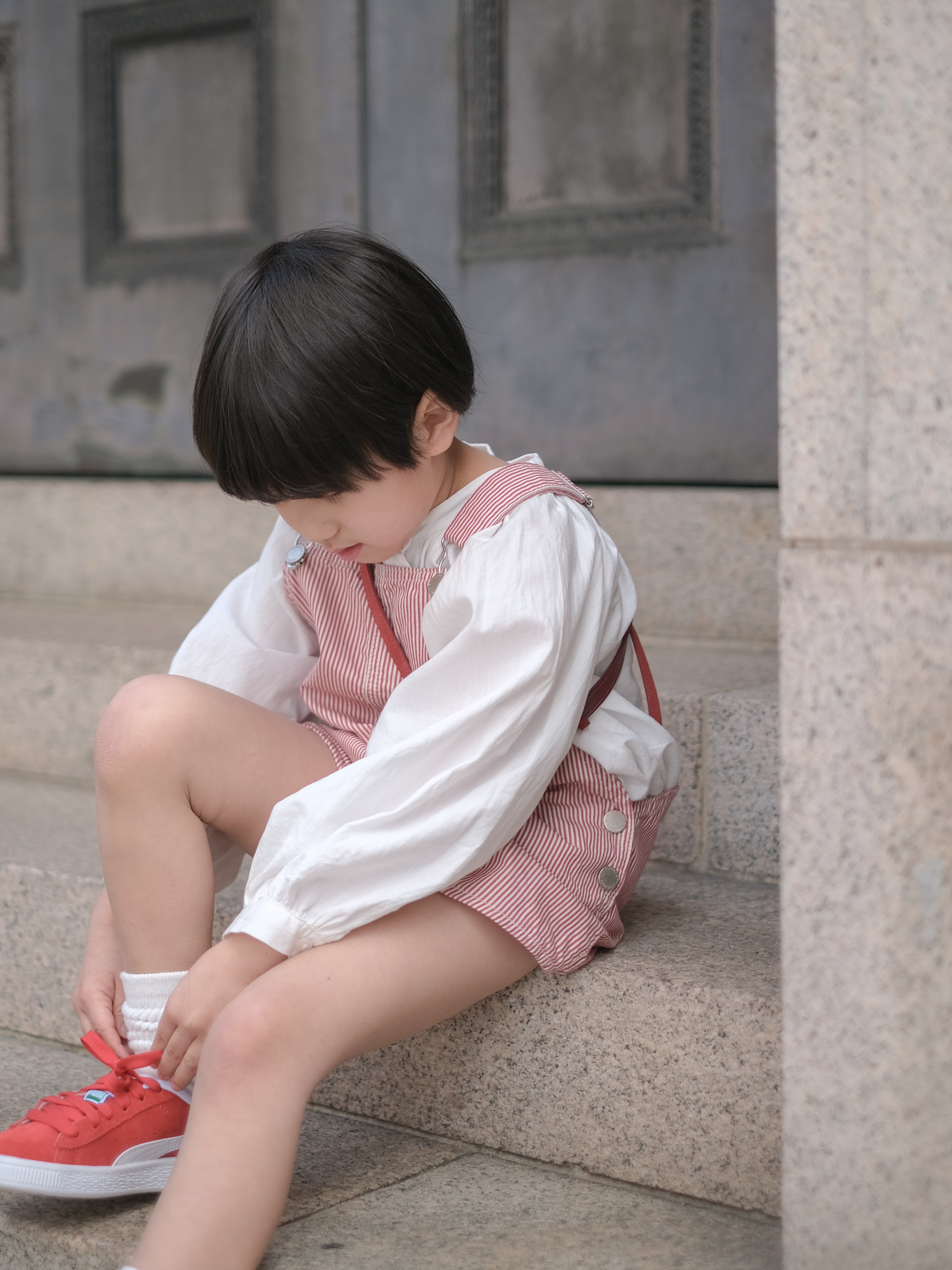 Cotton berry short overalls