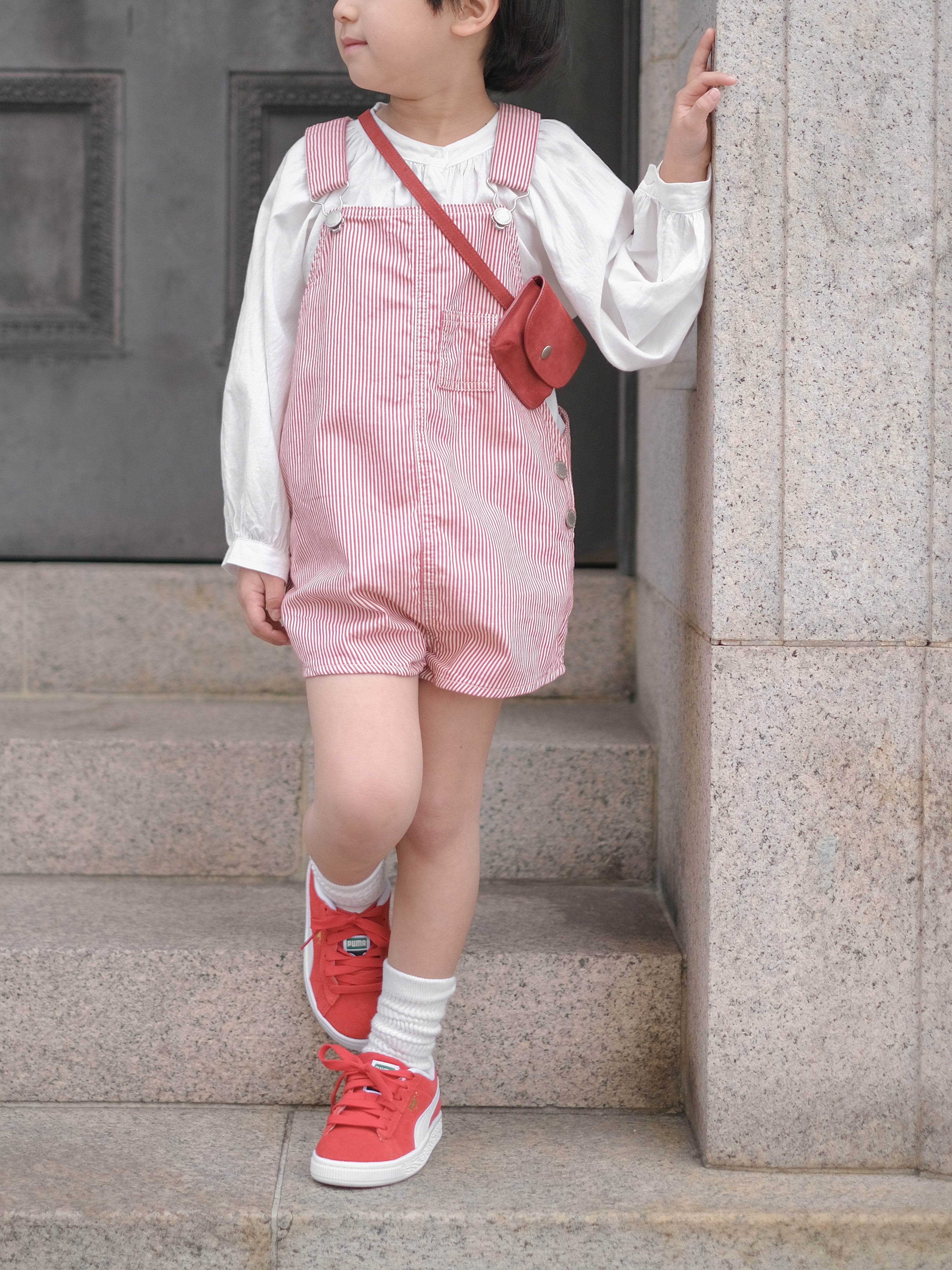 Cotton berry short overalls