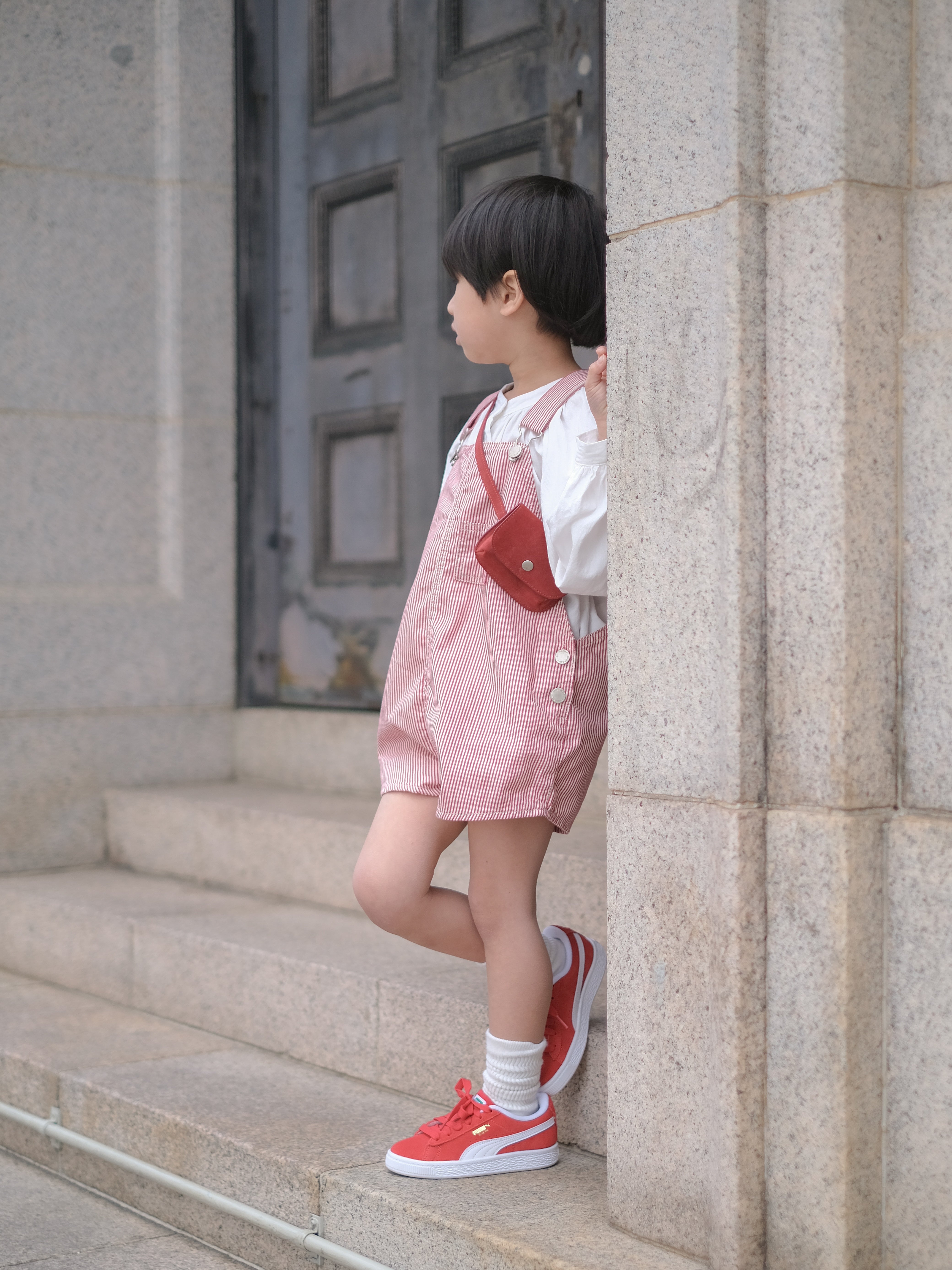 Cotton berry short overalls