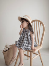 Check frill blouse