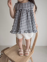 Check frill blouse