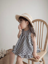 Check frill blouse