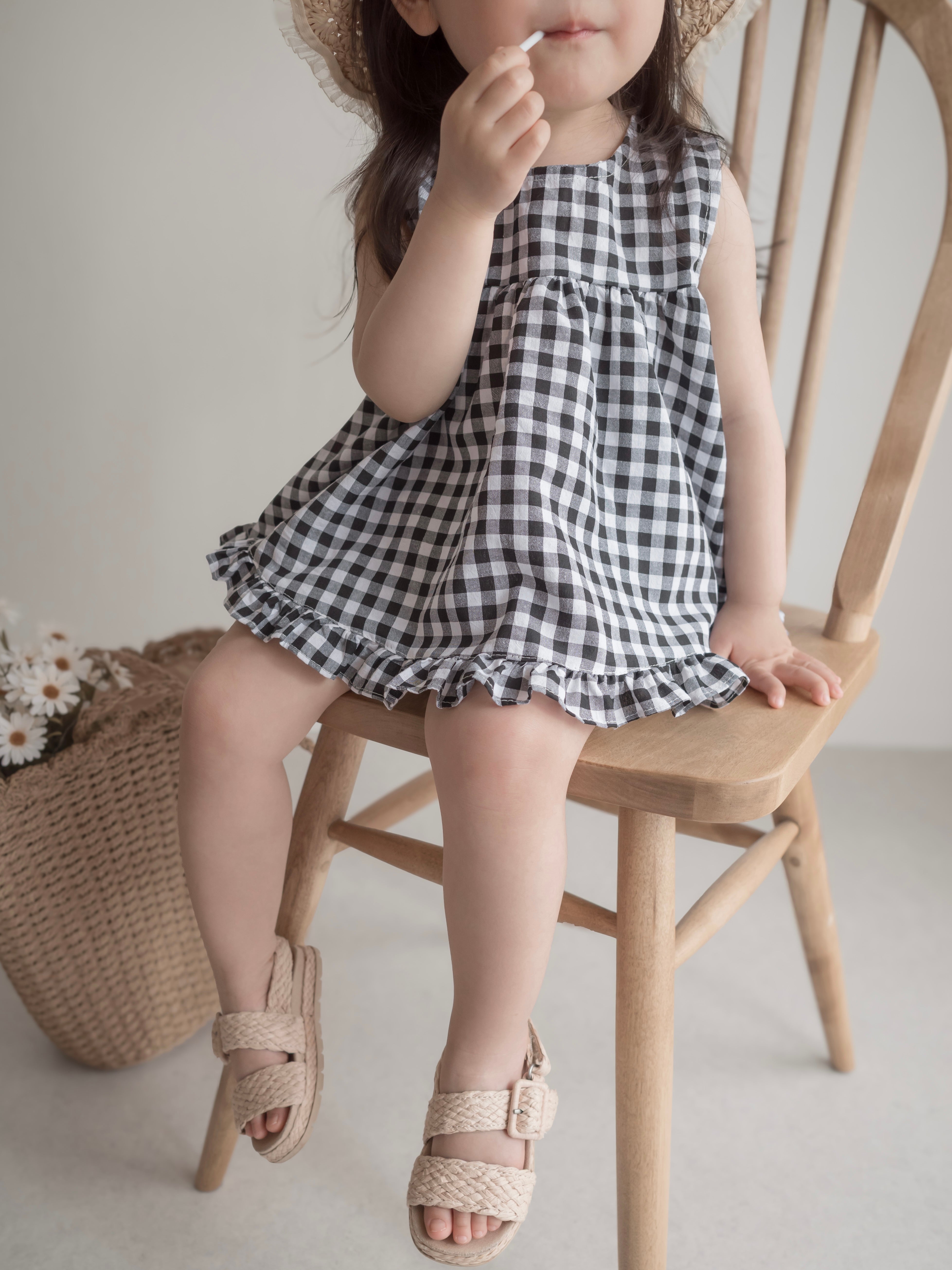 Check frill blouse
