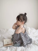 Check frill blouse