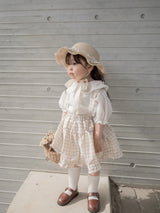 Pair check suspender skirt
