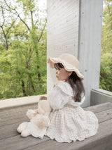 Pair check suspender skirt