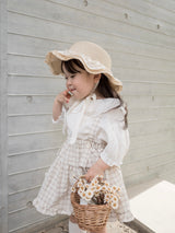 Pair check suspender skirt