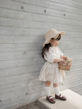 Pair check suspender skirt