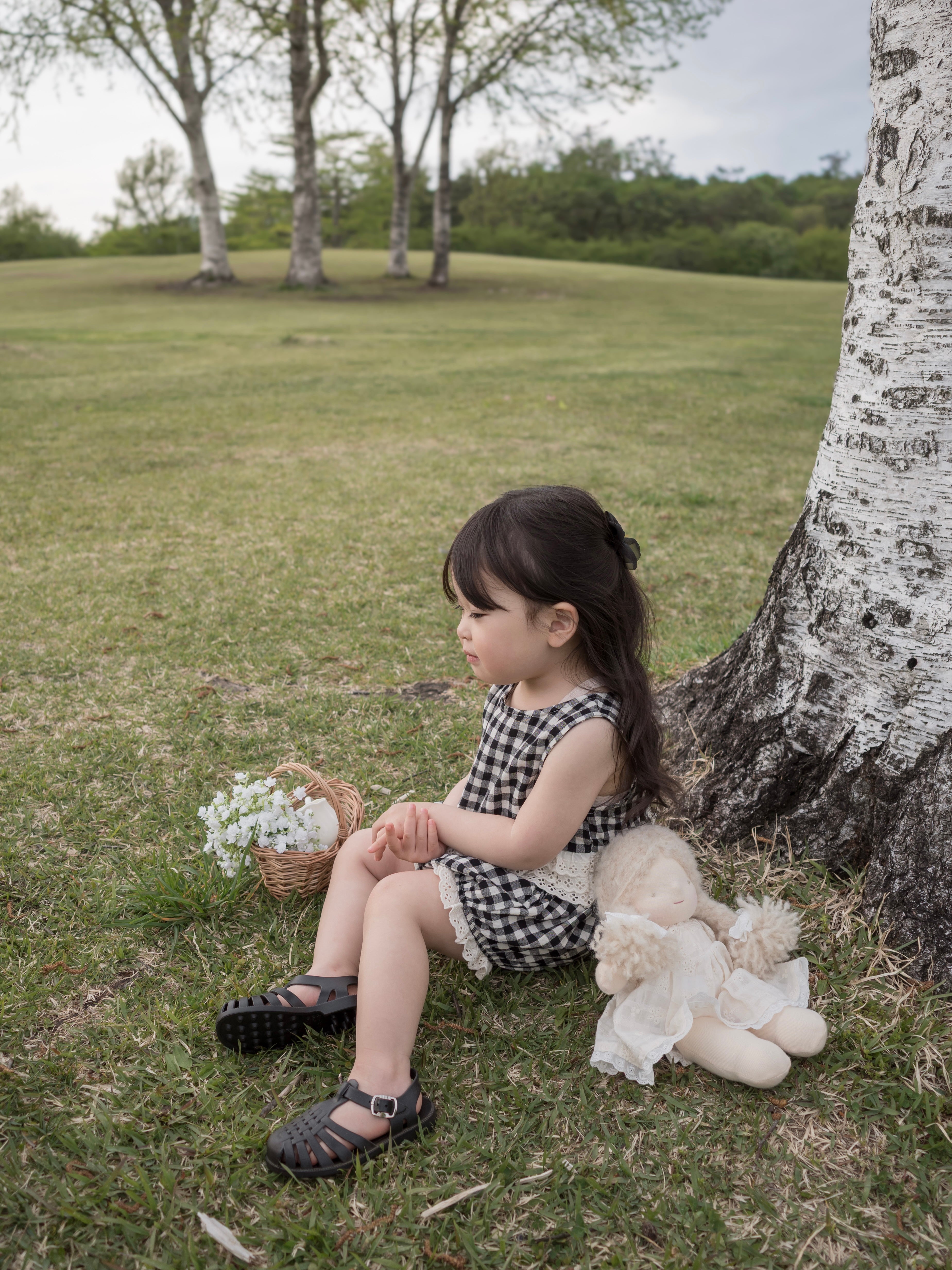 Check lace balloon pants