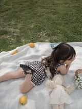 Check lace balloon pants