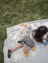 Check lace balloon pants