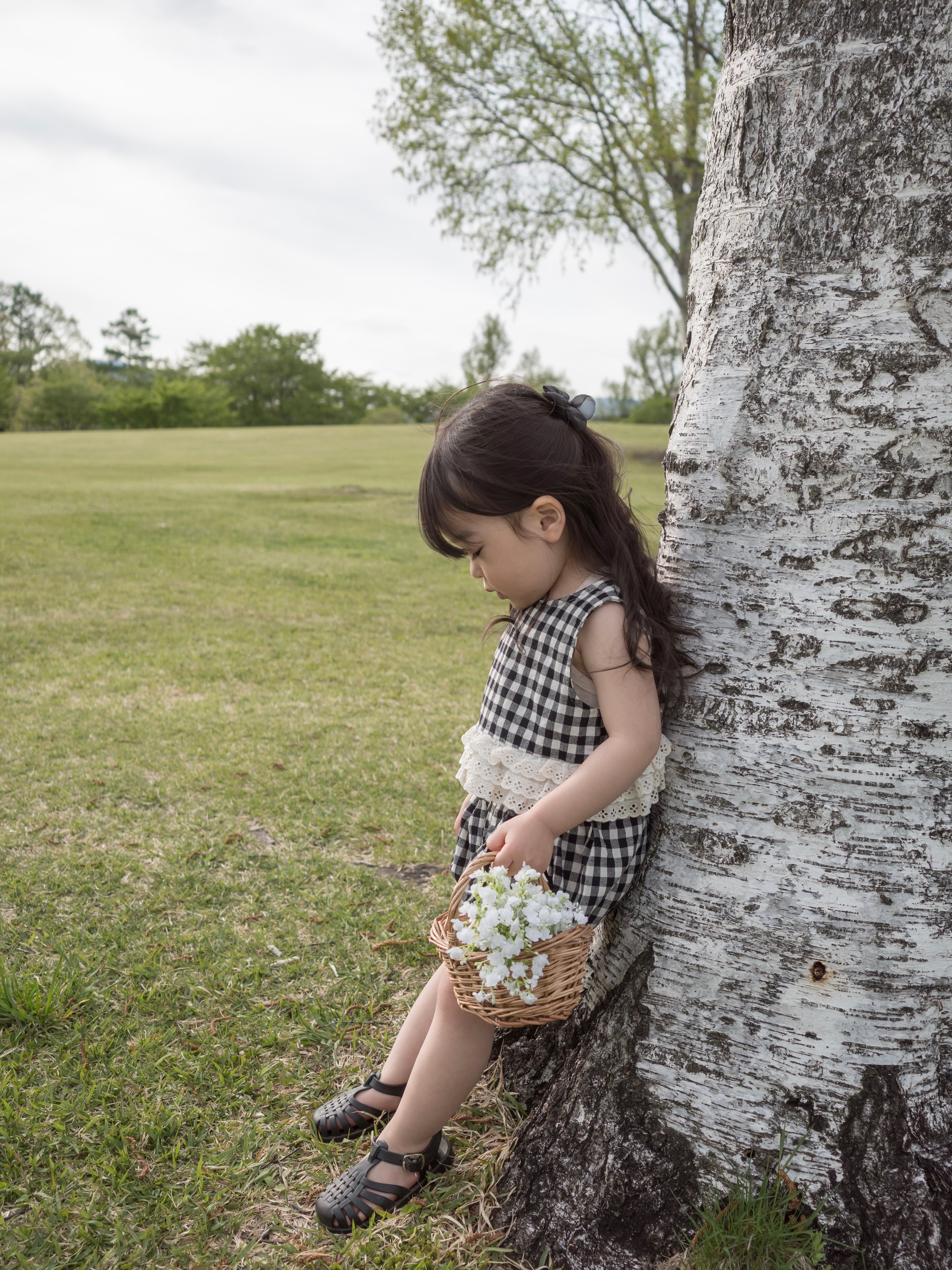 Check lace balloon pants