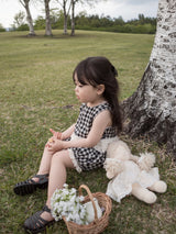 Check lace blouse