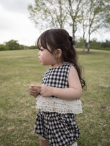 Check lace blouse