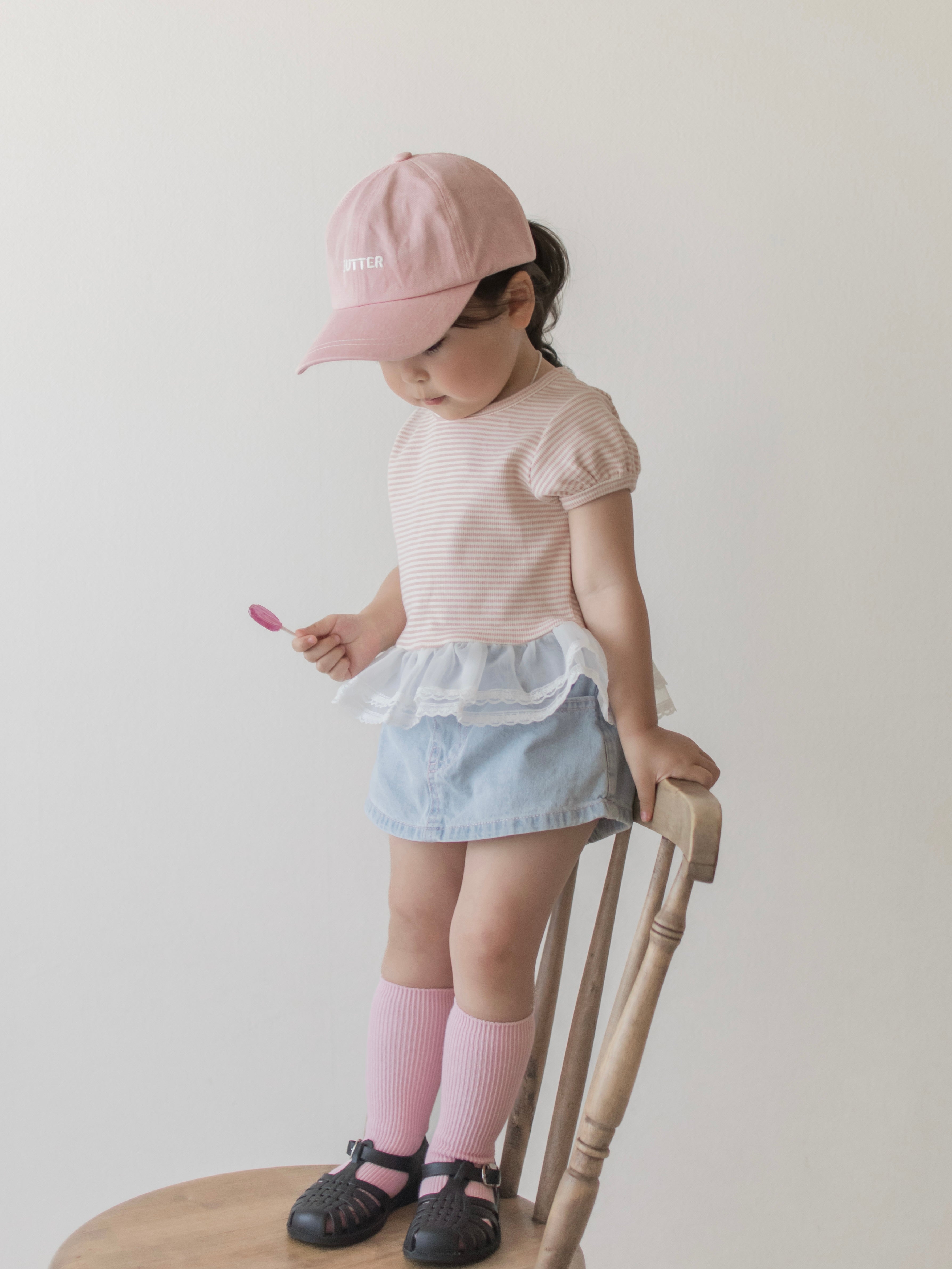 Peach stripe shasha tee