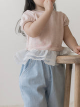 Peach stripe shasha tee