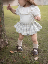 Frill collar puff tops