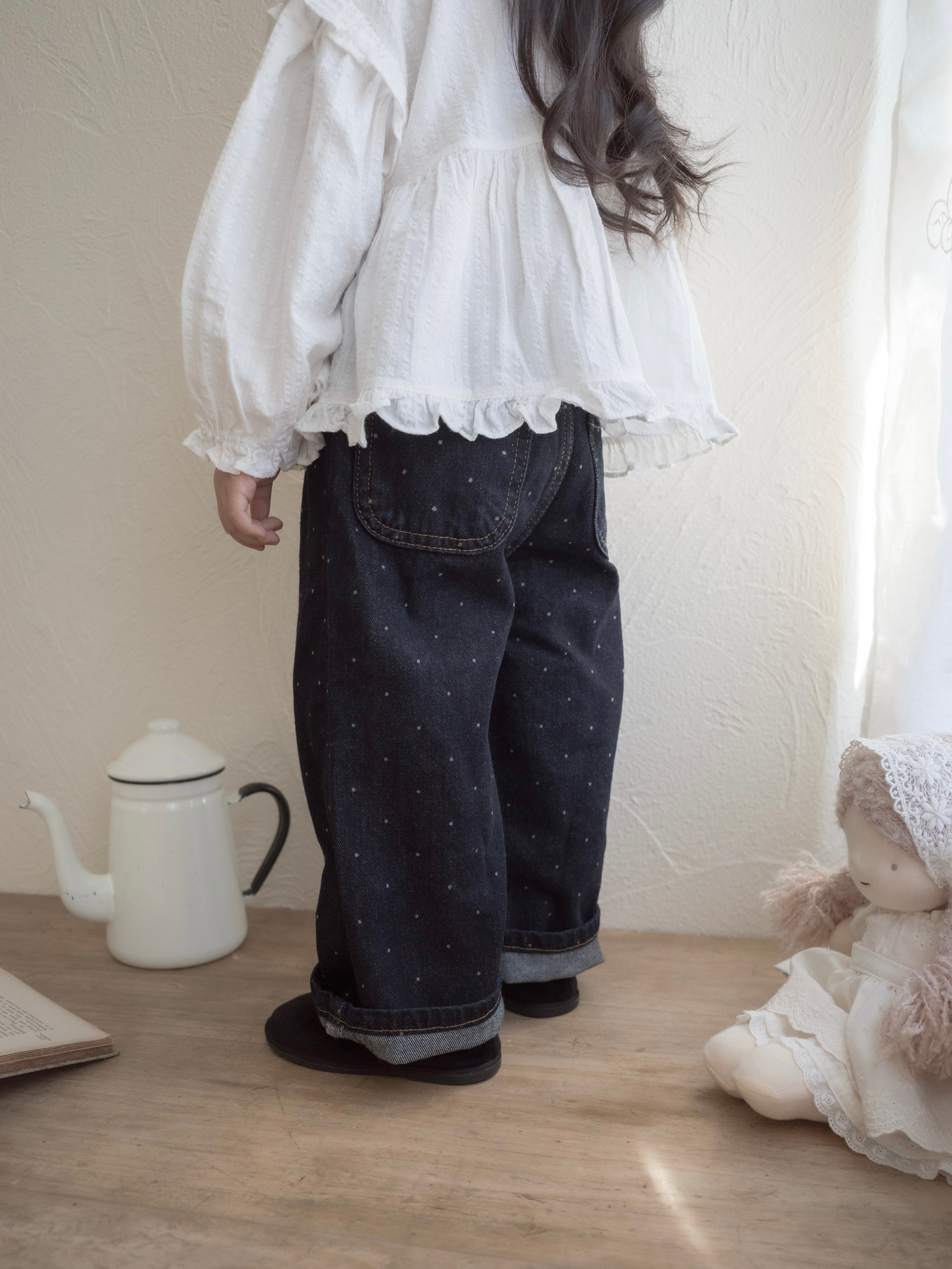 Dot denim pants