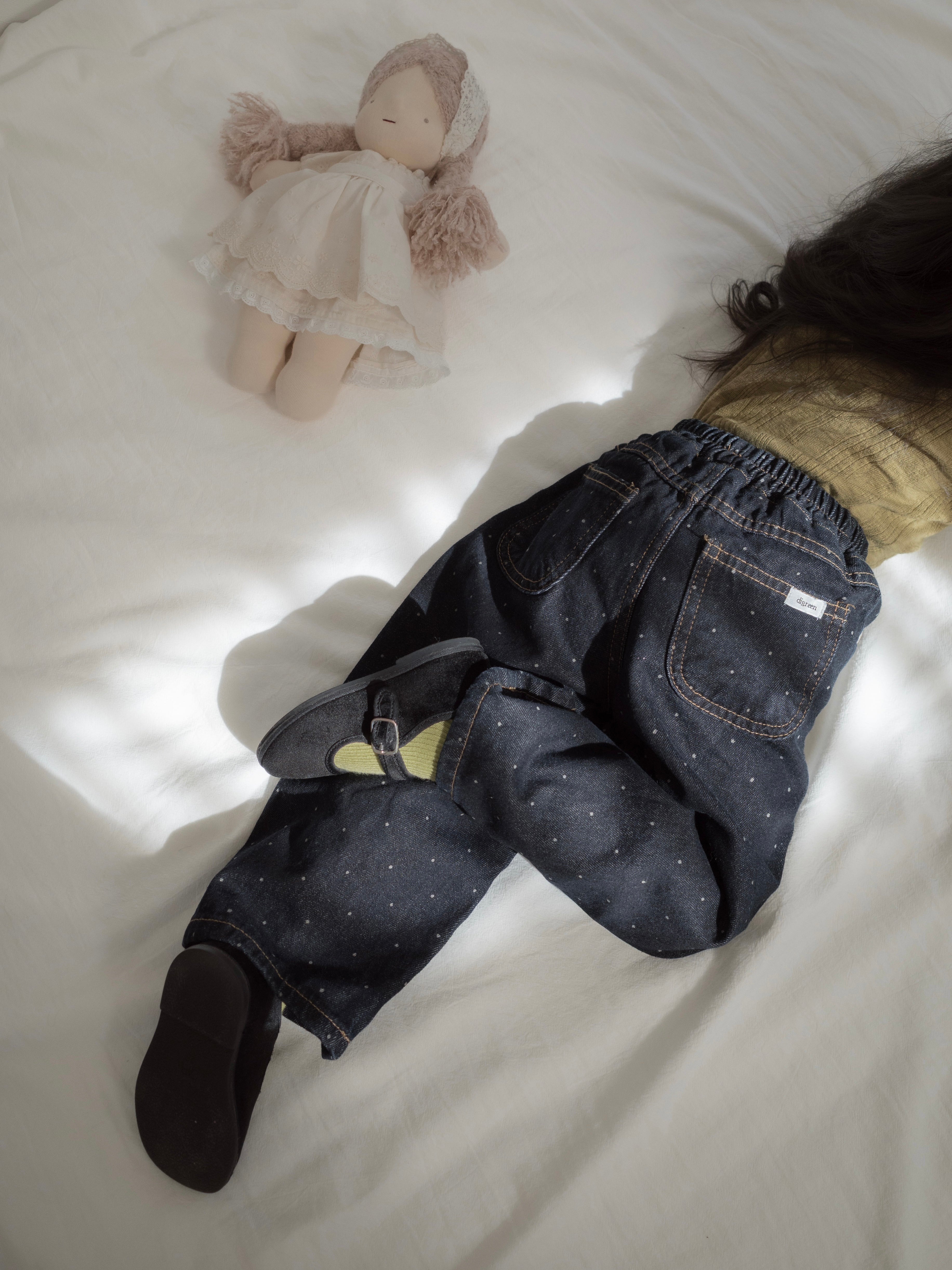 Dot denim pants