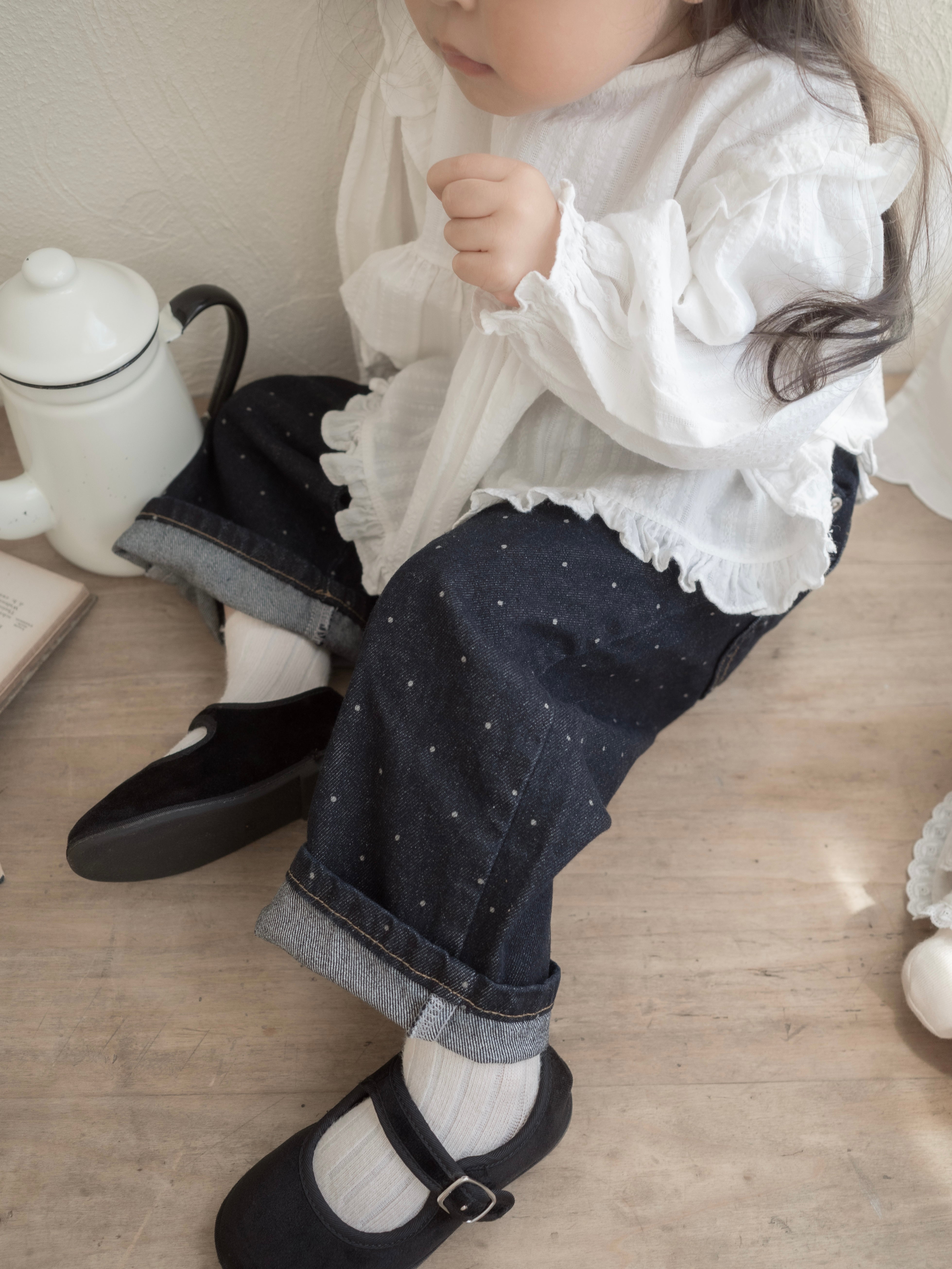 Dot denim pants