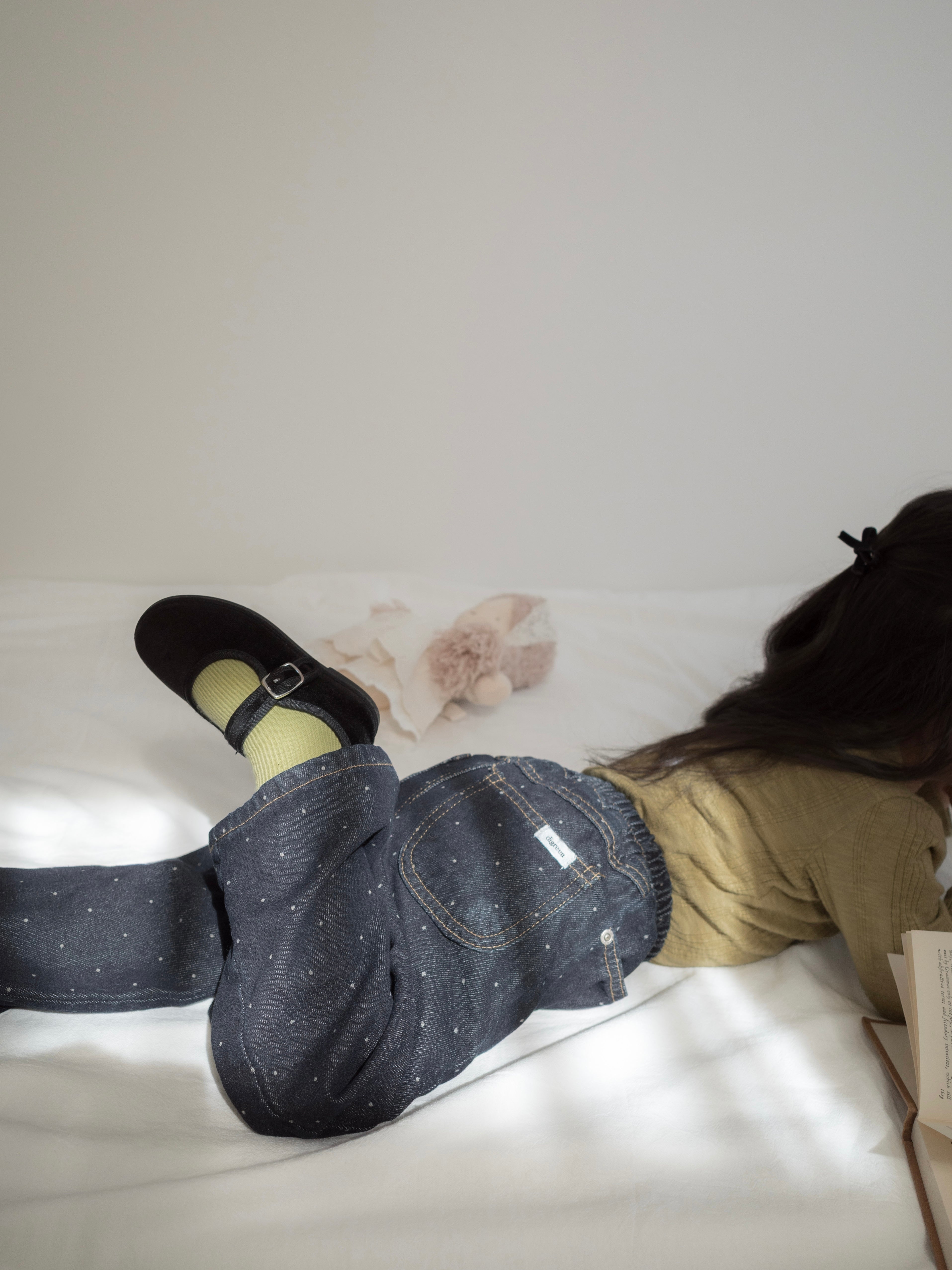 Dot denim pants