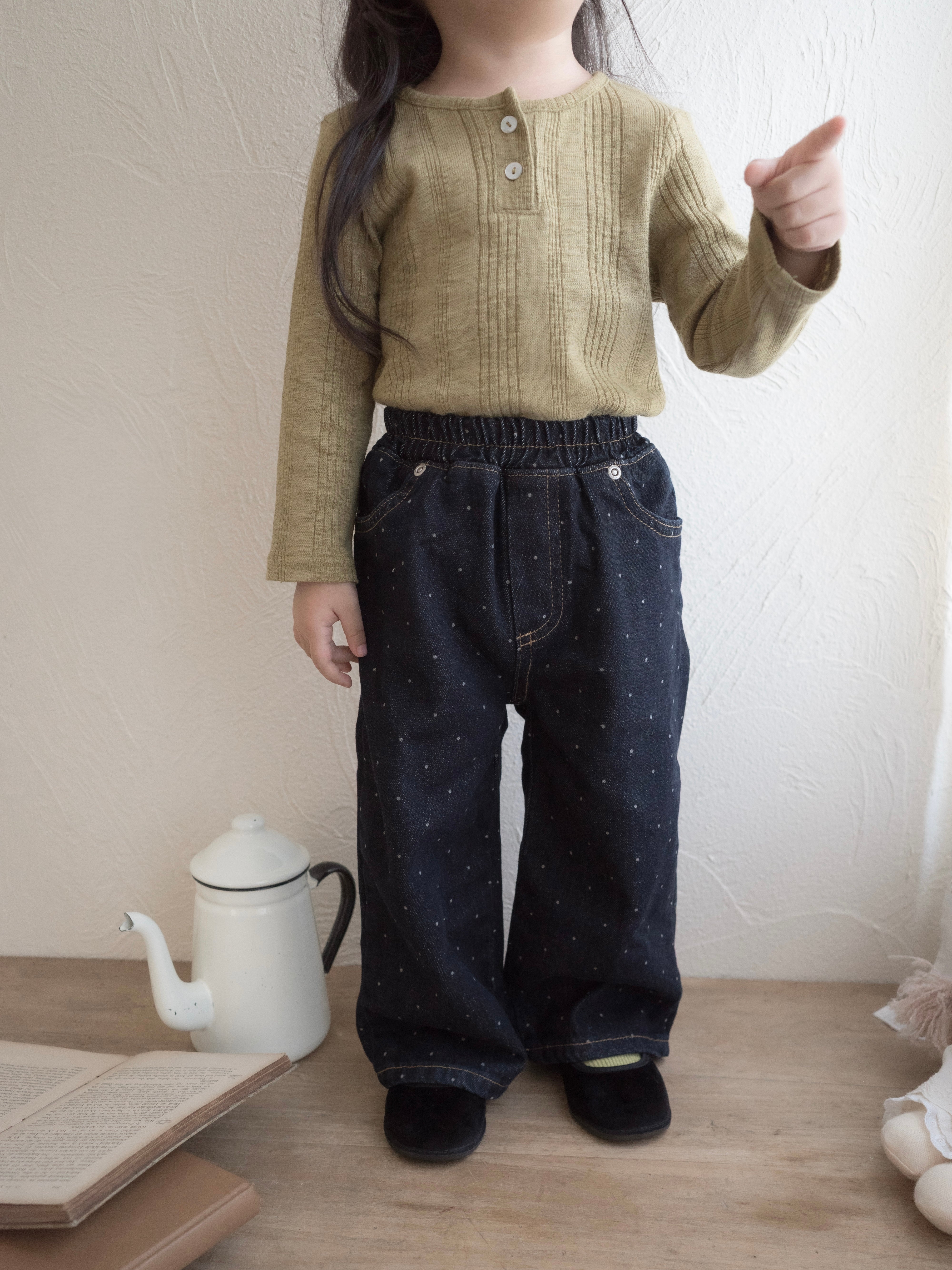 Dot denim pants