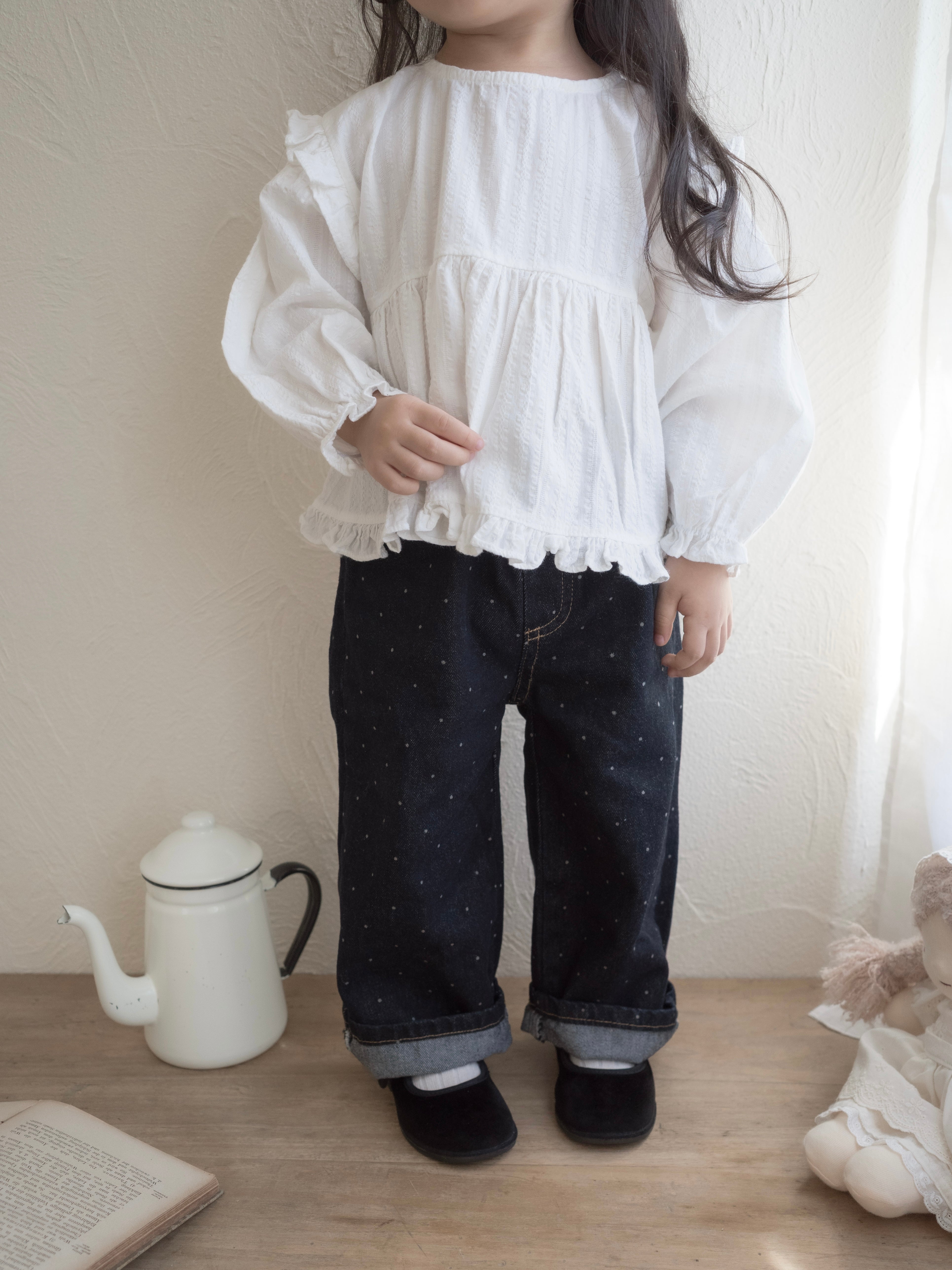 Dot denim pants