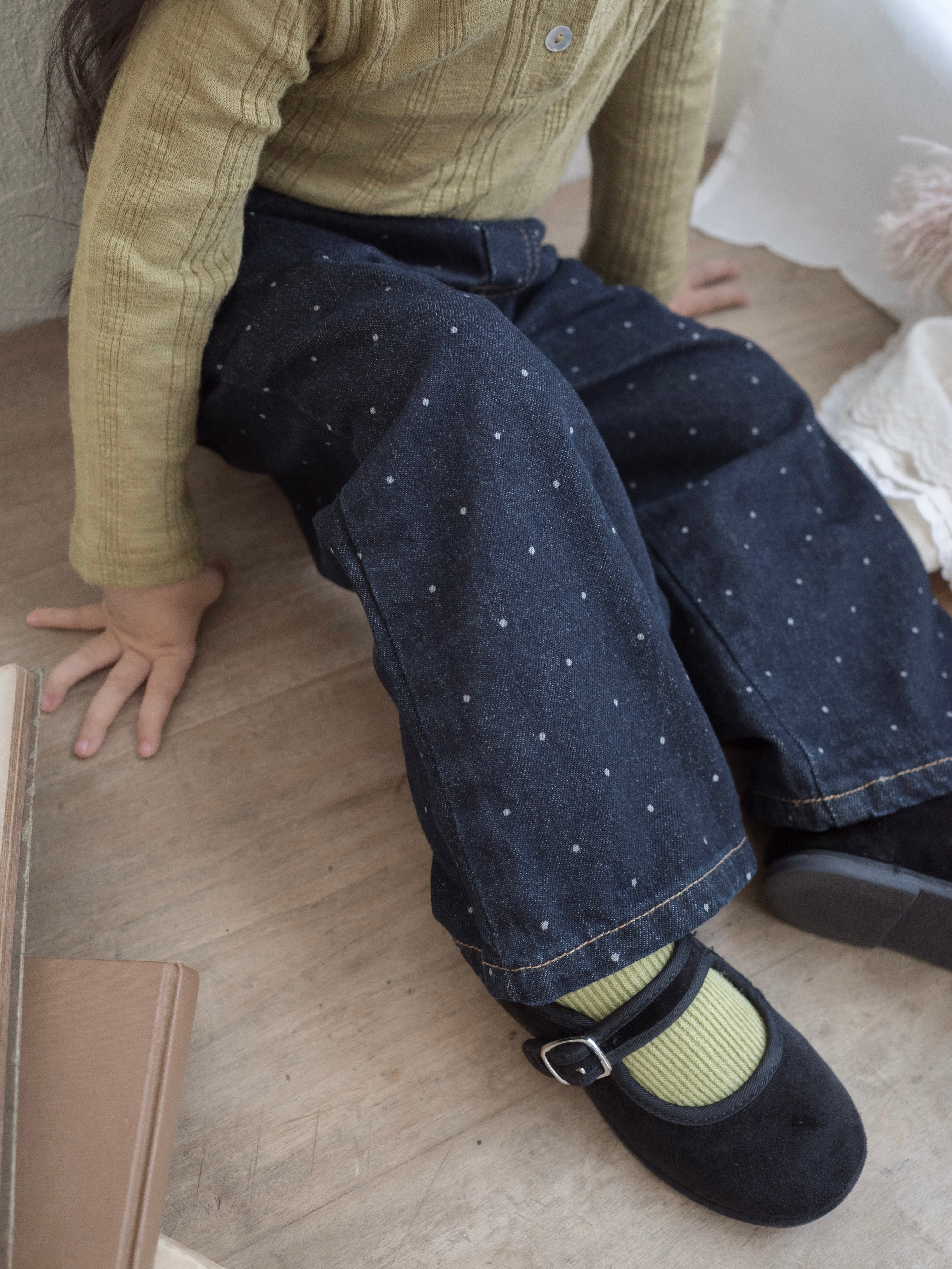 Dot denim pants