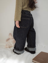 Dot denim pants