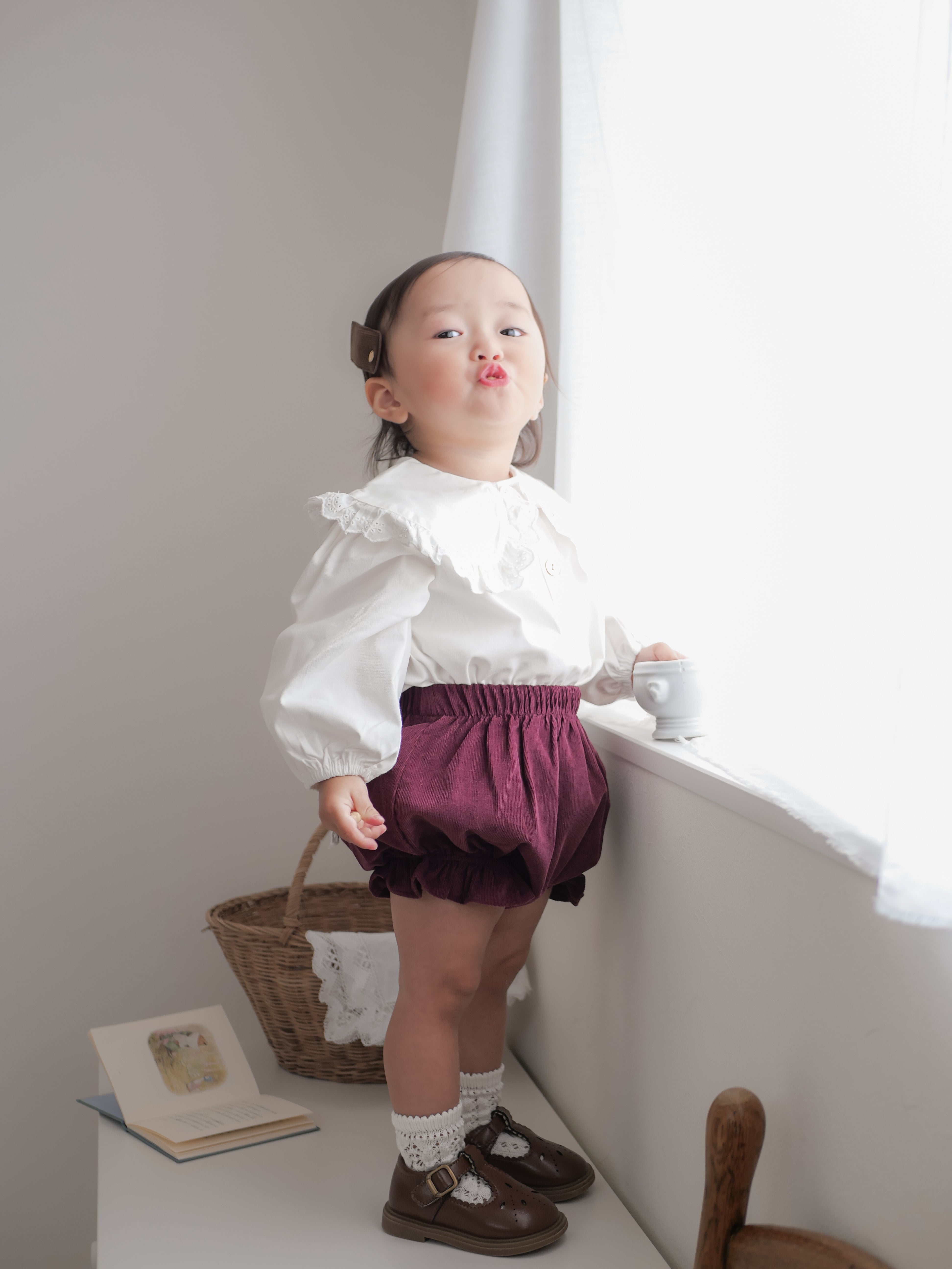 Heart corduroy frill bloomer