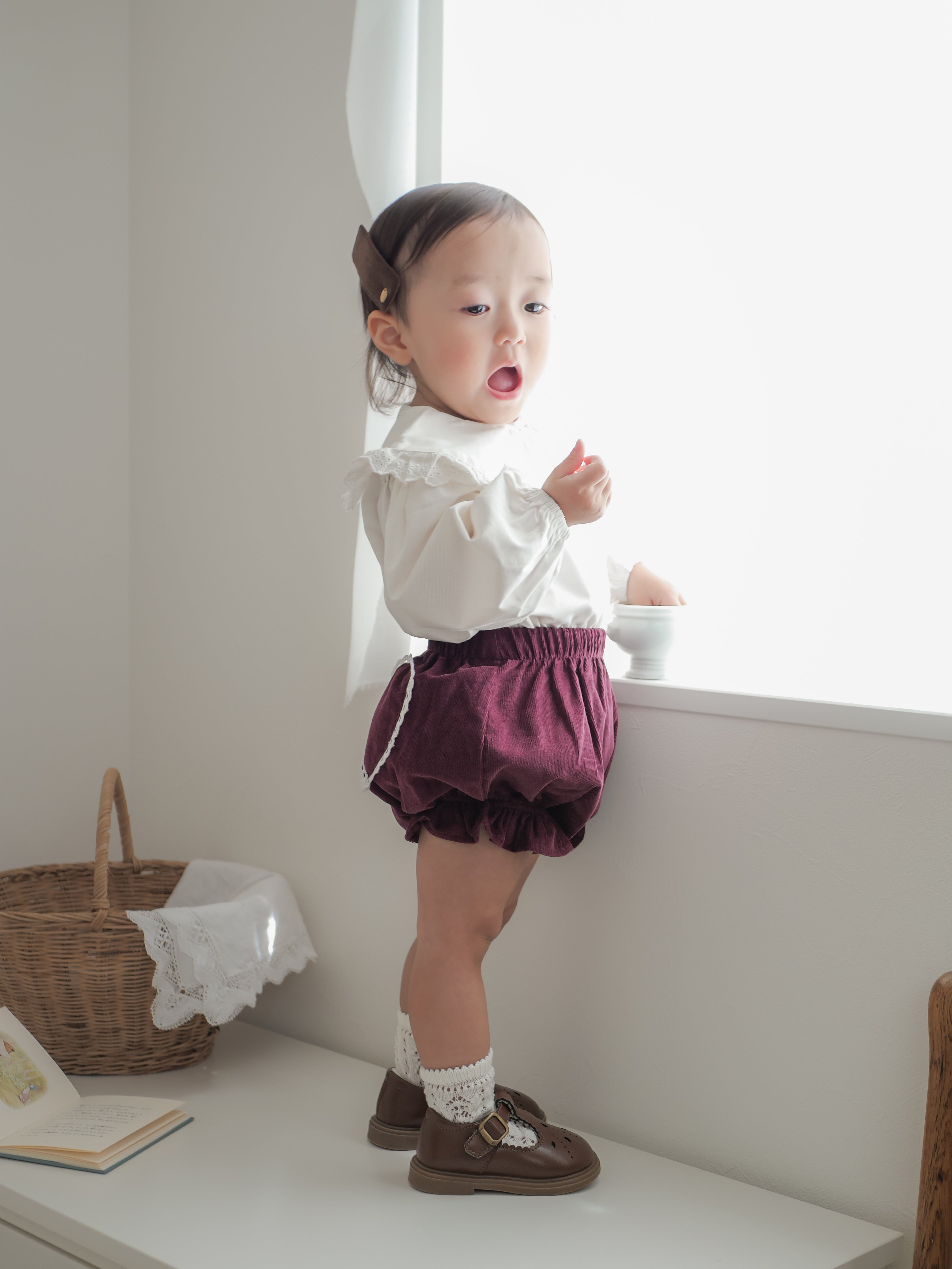 Heart corduroy frill bloomer