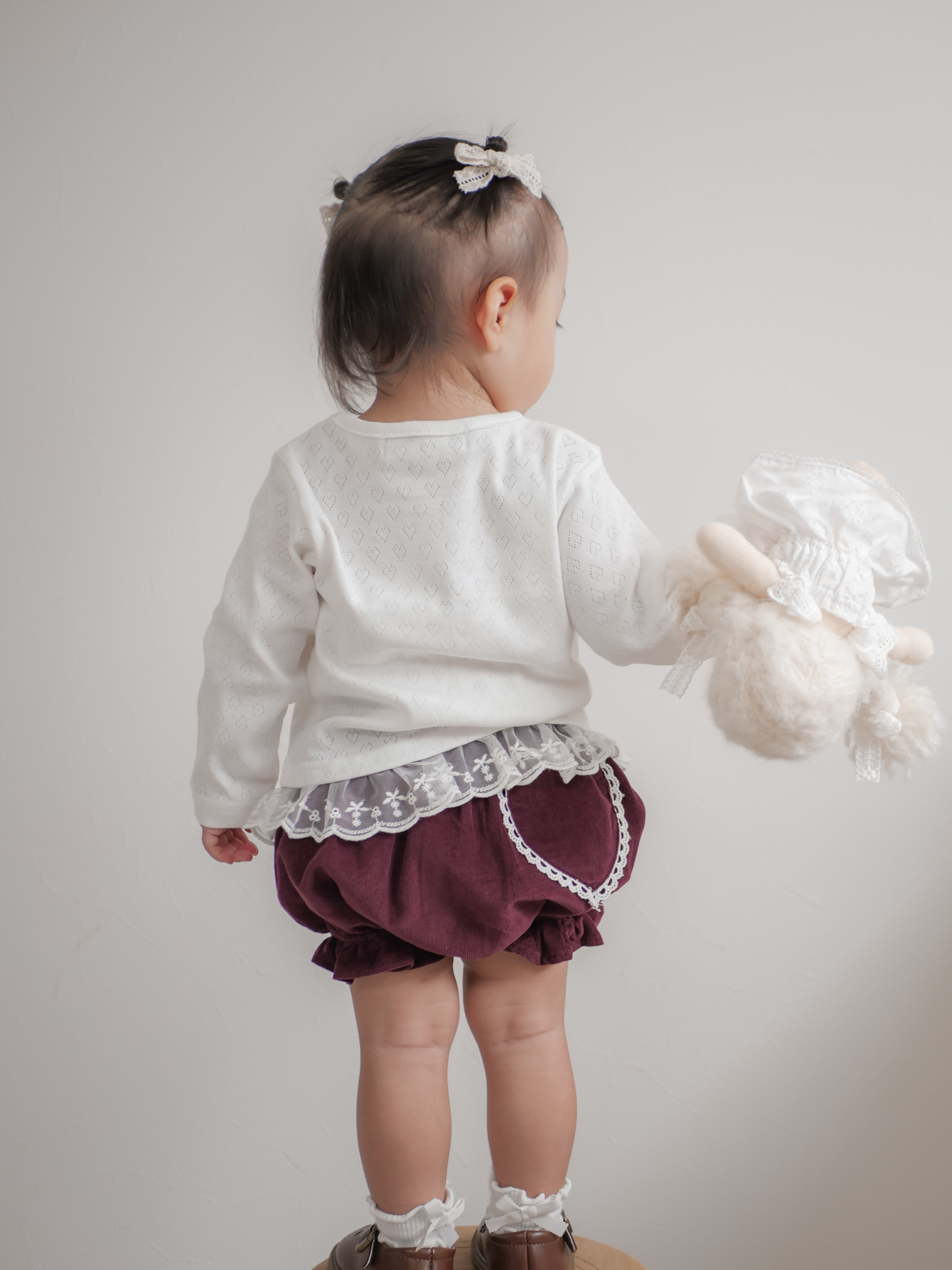 Heart corduroy frill bloomer