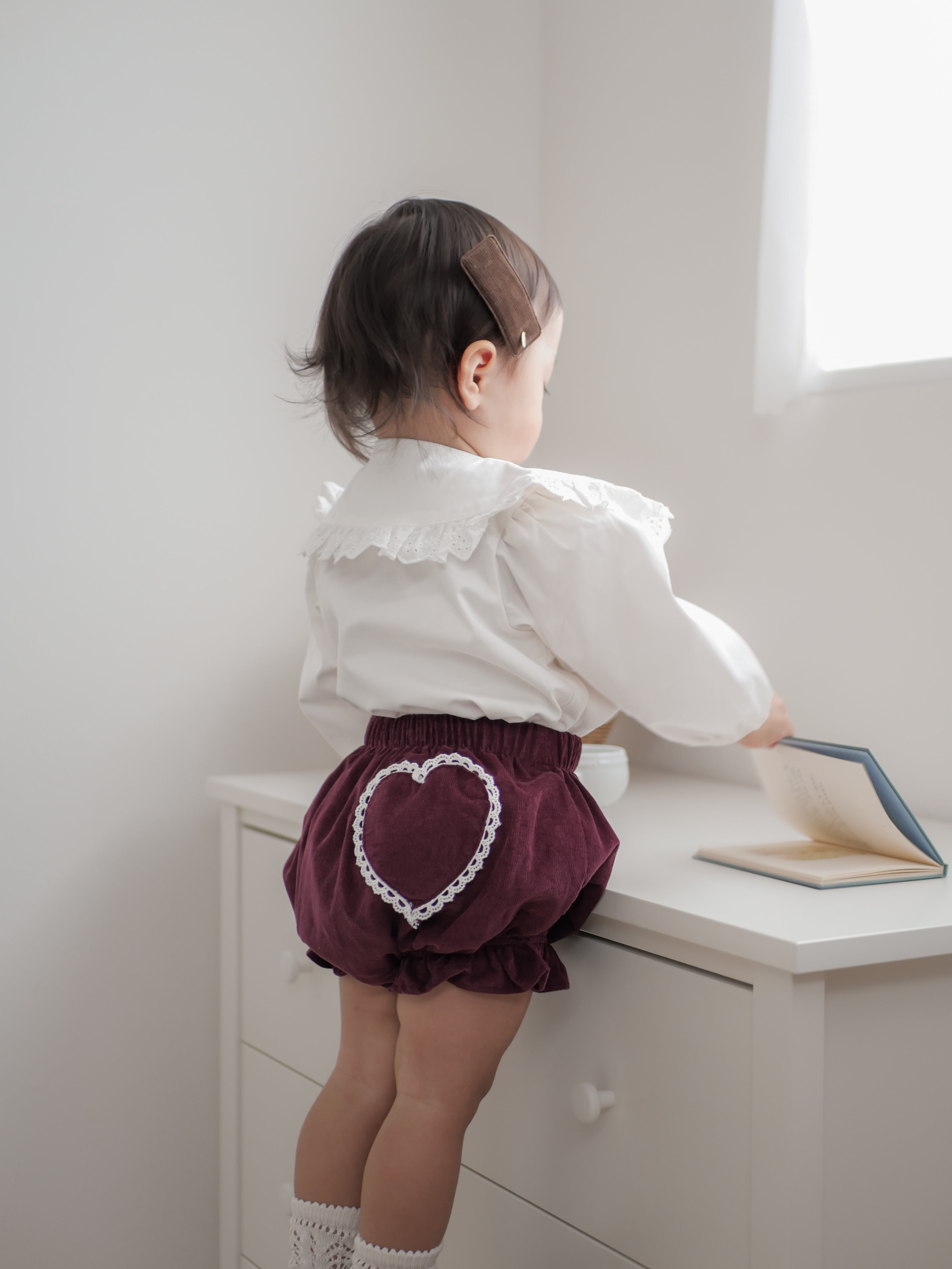 Heart corduroy frill bloomer