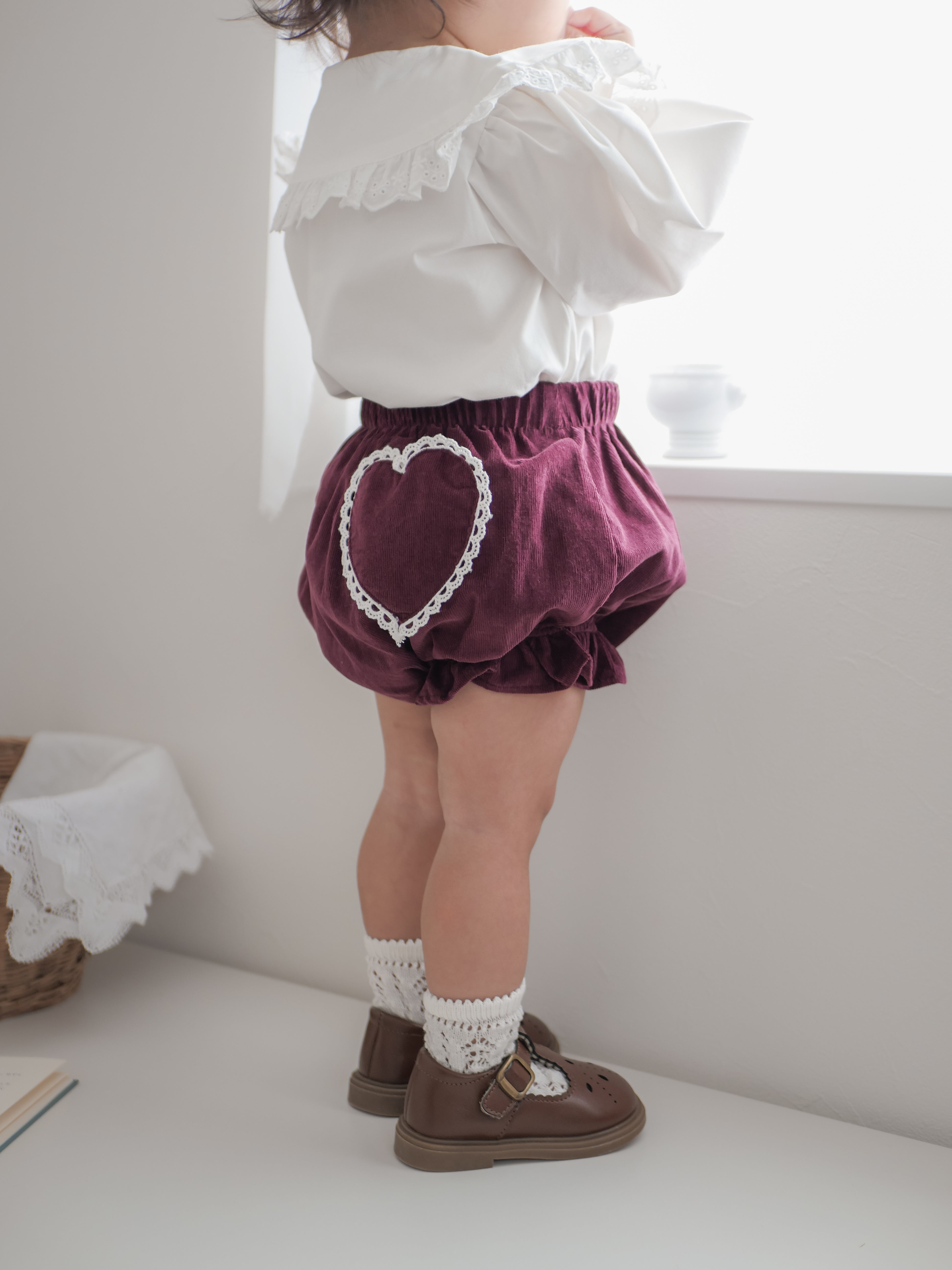 Heart corduroy frill bloomer