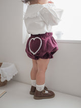 Heart corduroy frill bloomer