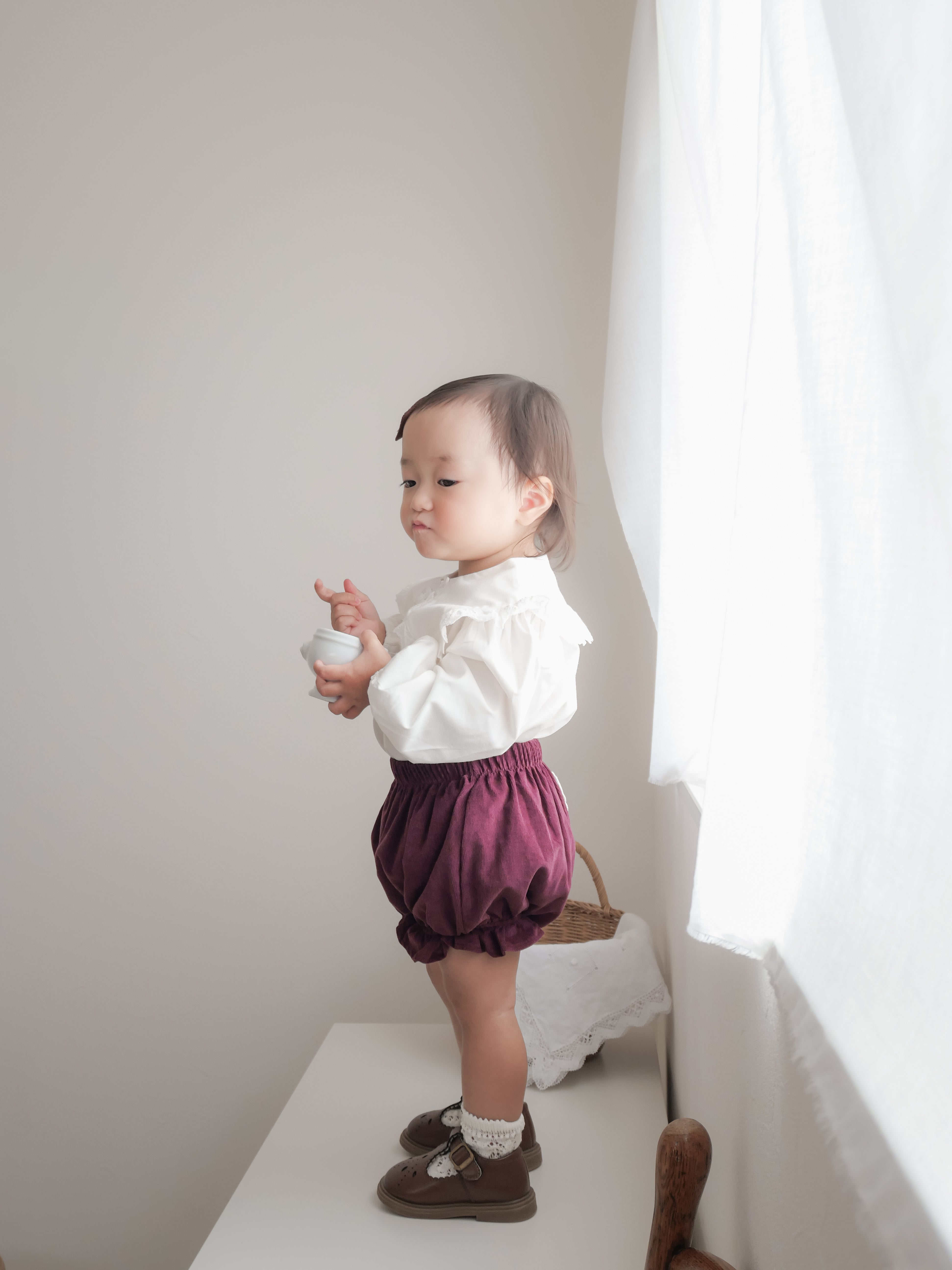 Heart corduroy frill bloomer