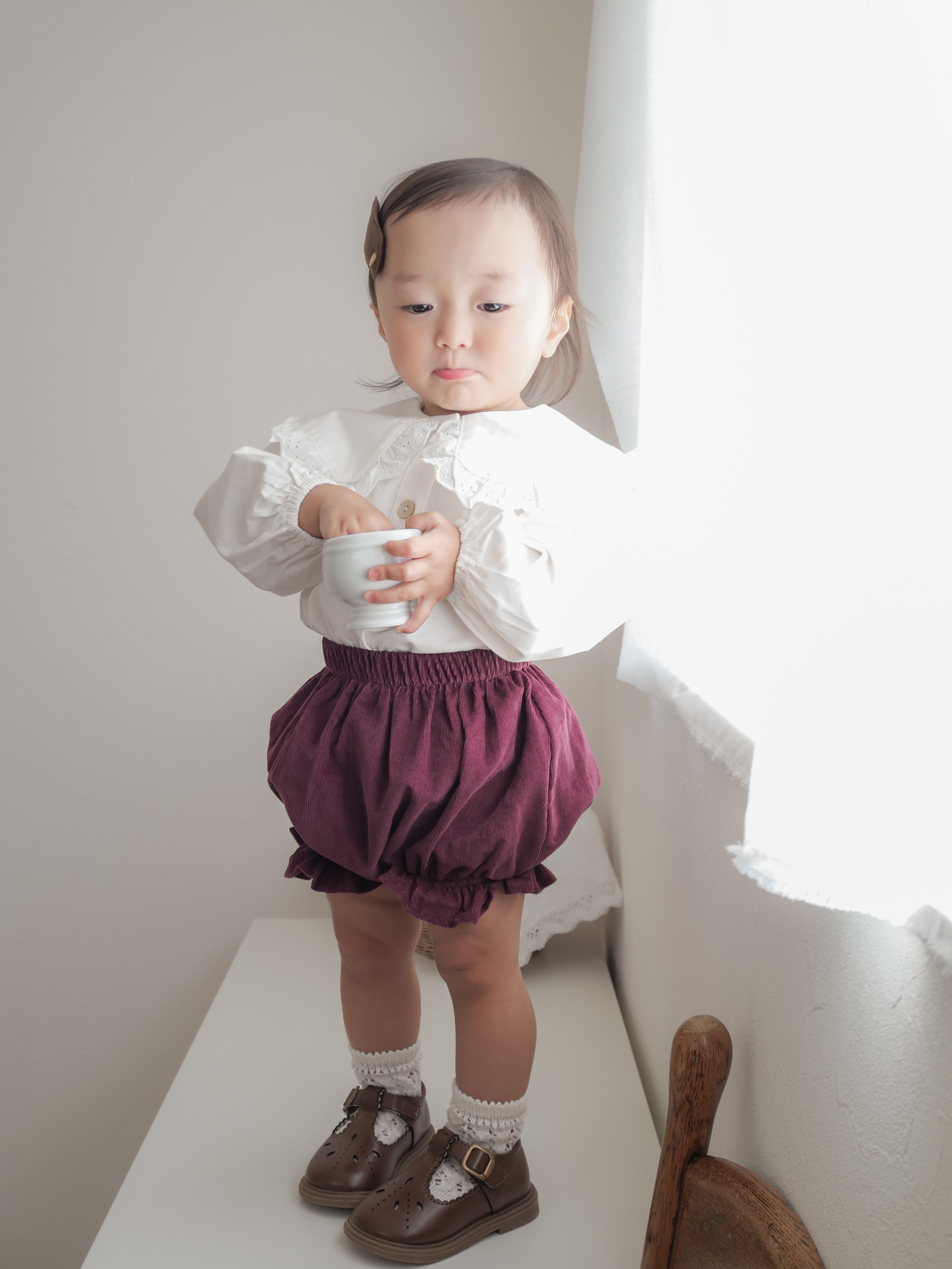 Heart corduroy frill bloomer