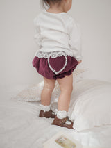 Heart corduroy frill bloomer