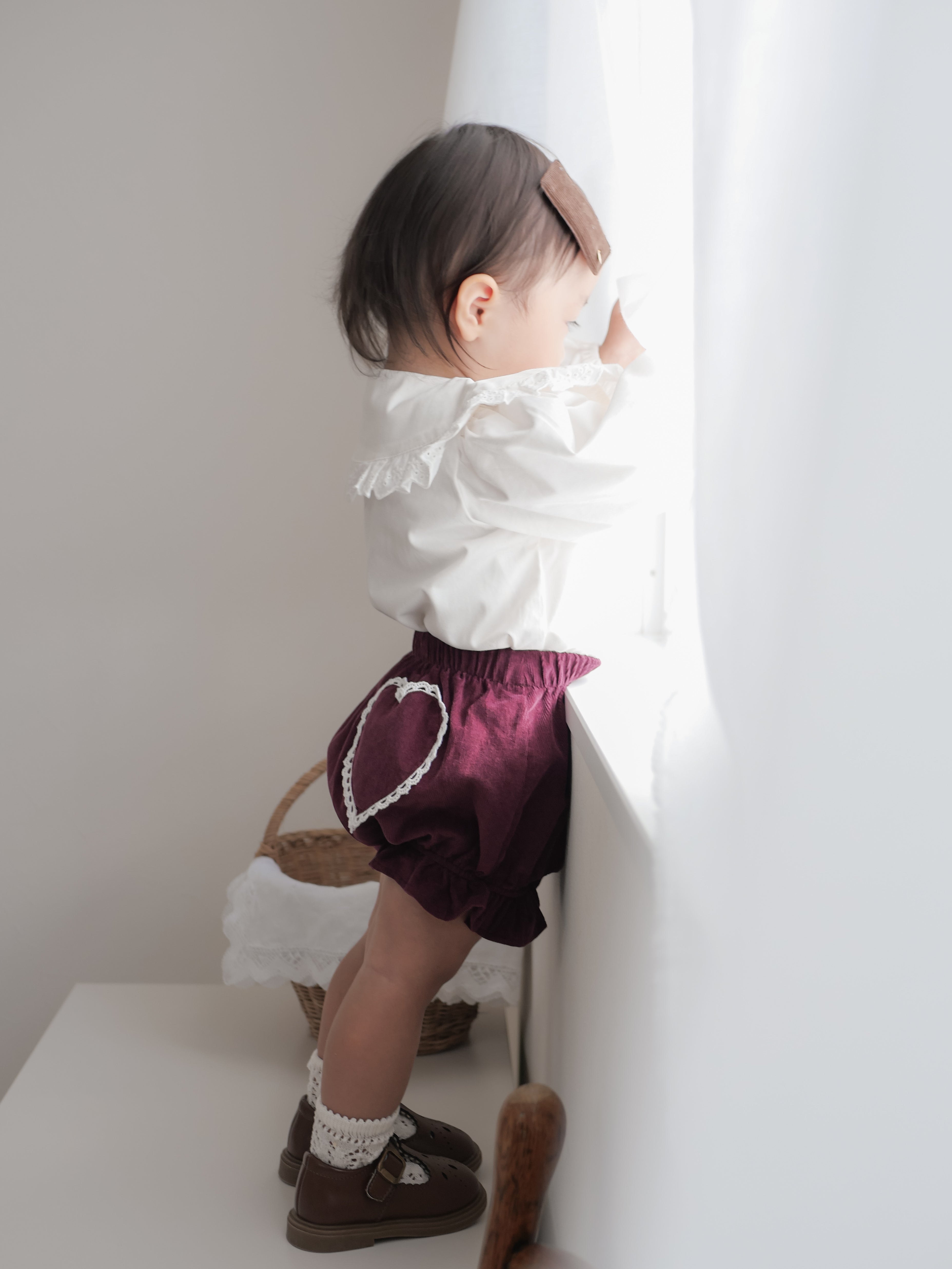 Heart corduroy frill bloomer