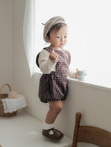 Kuku check suspender suit