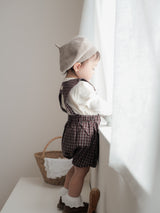 Kuku check suspender suit