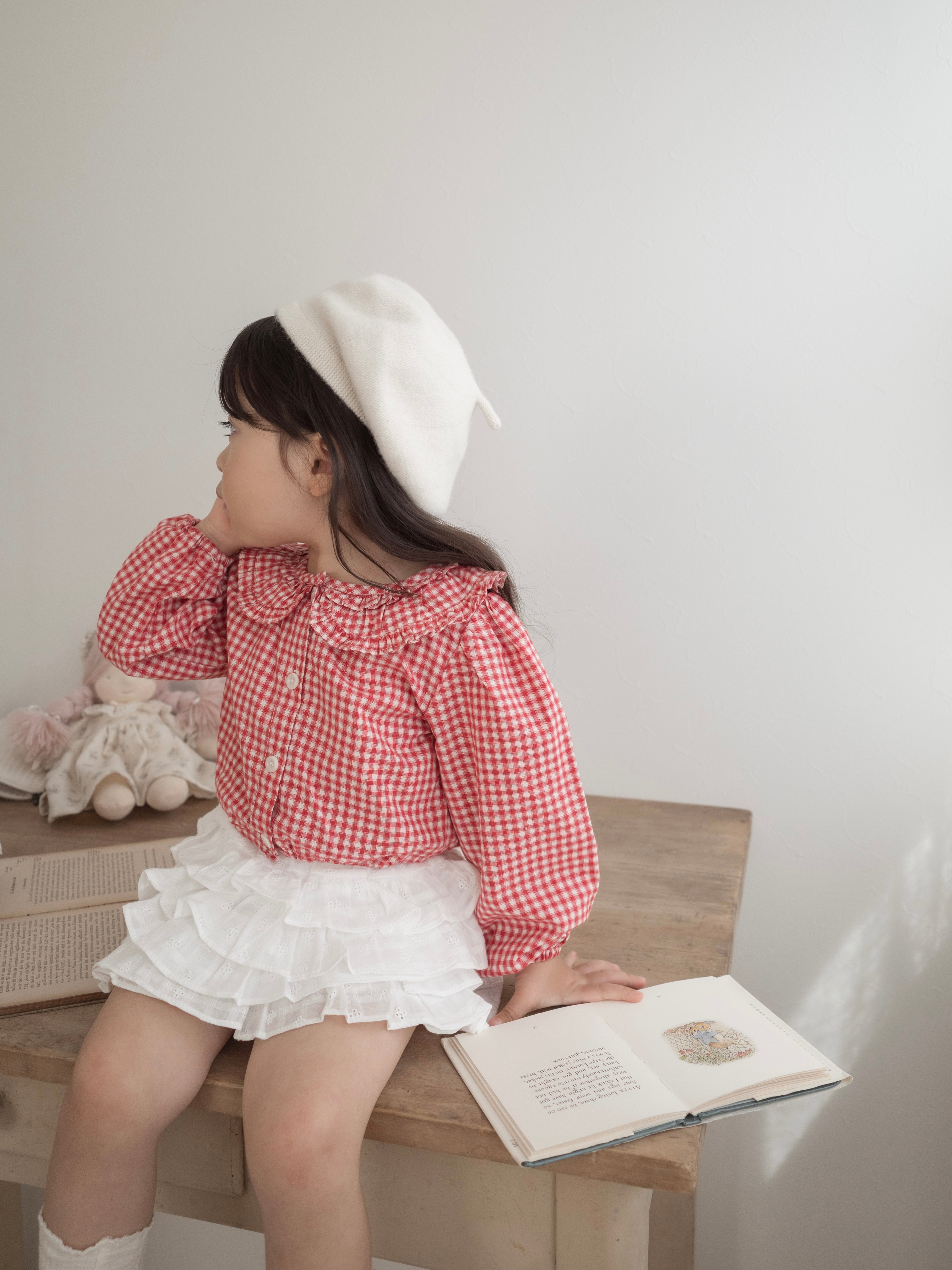 Bell check blouse