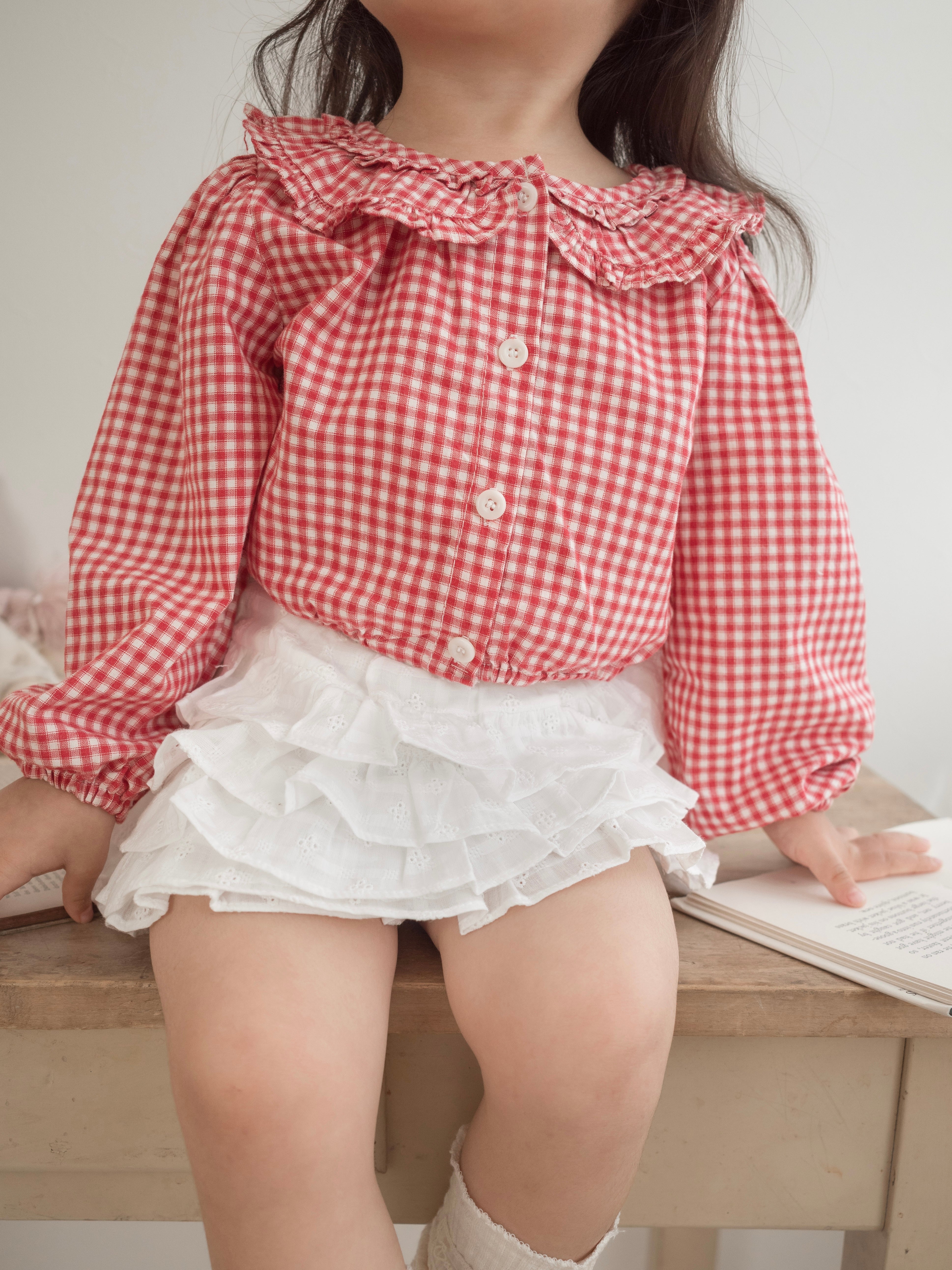 Bell check blouse