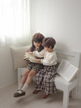 Roman check cancan pants