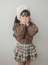 Roman check cancan pants