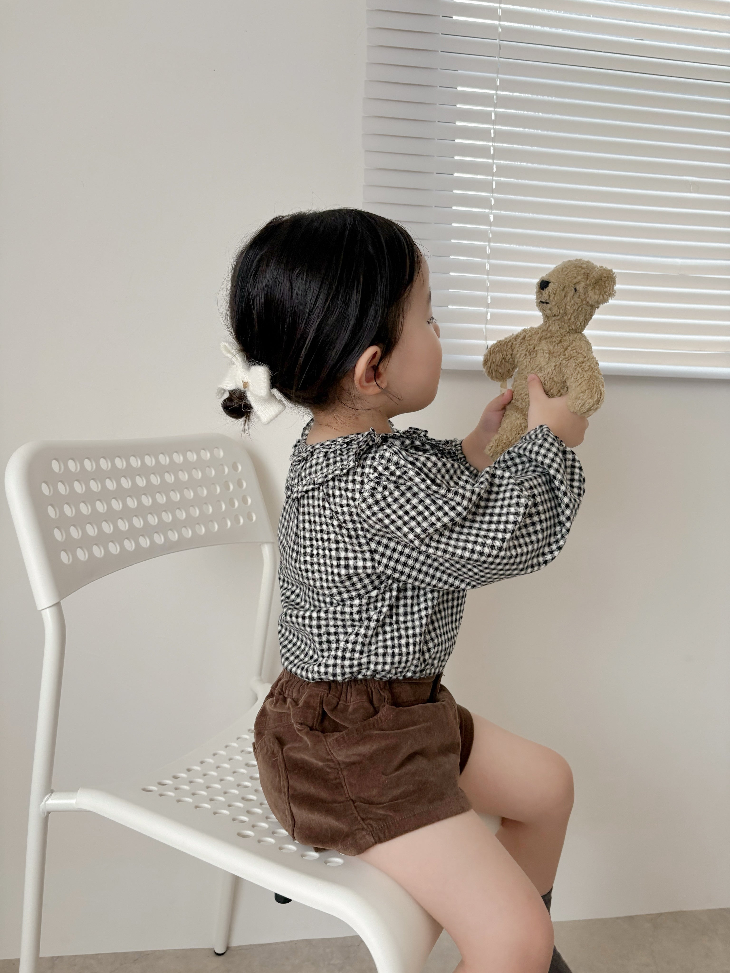 Bell check blouse