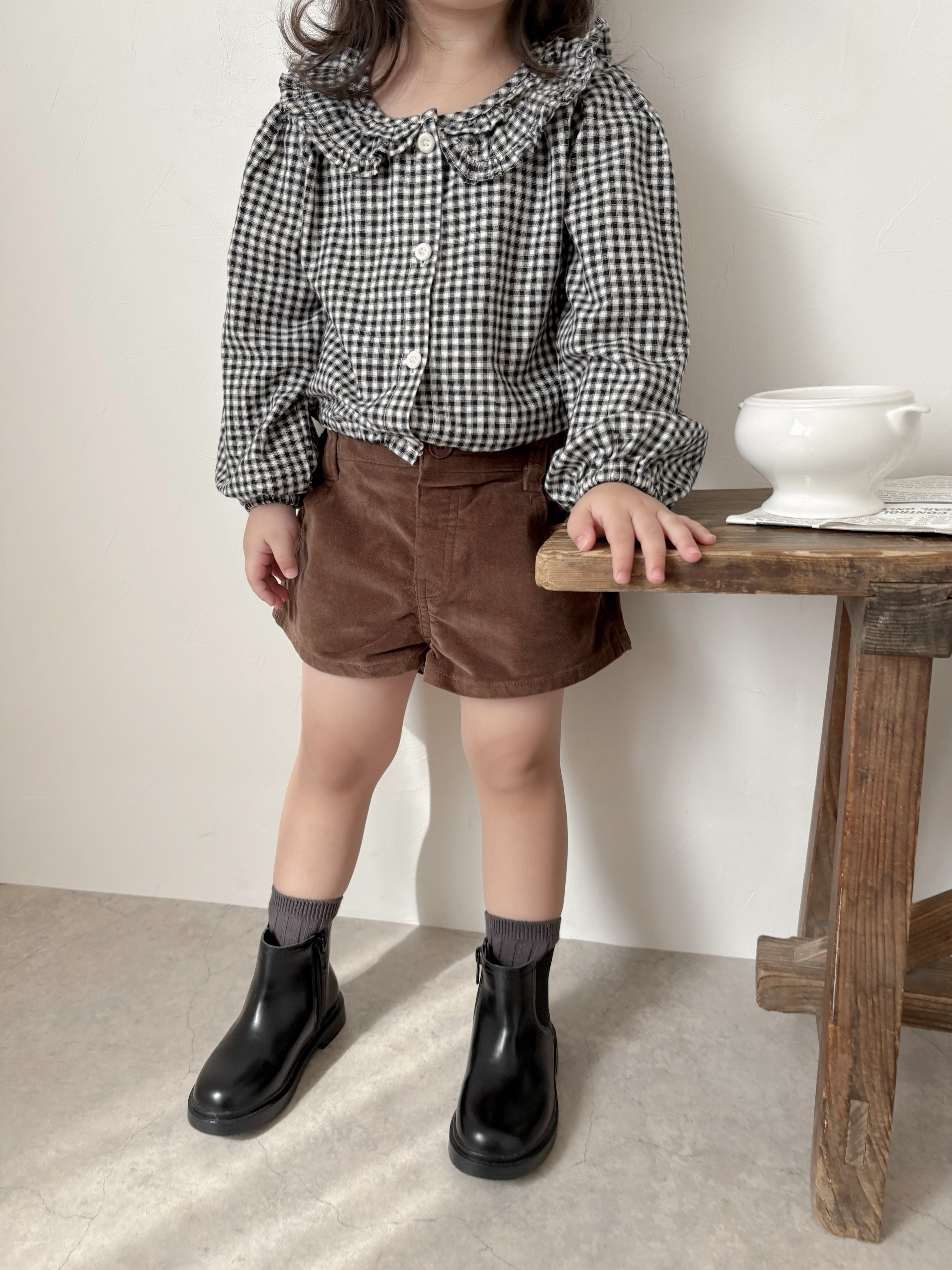 Bell check blouse